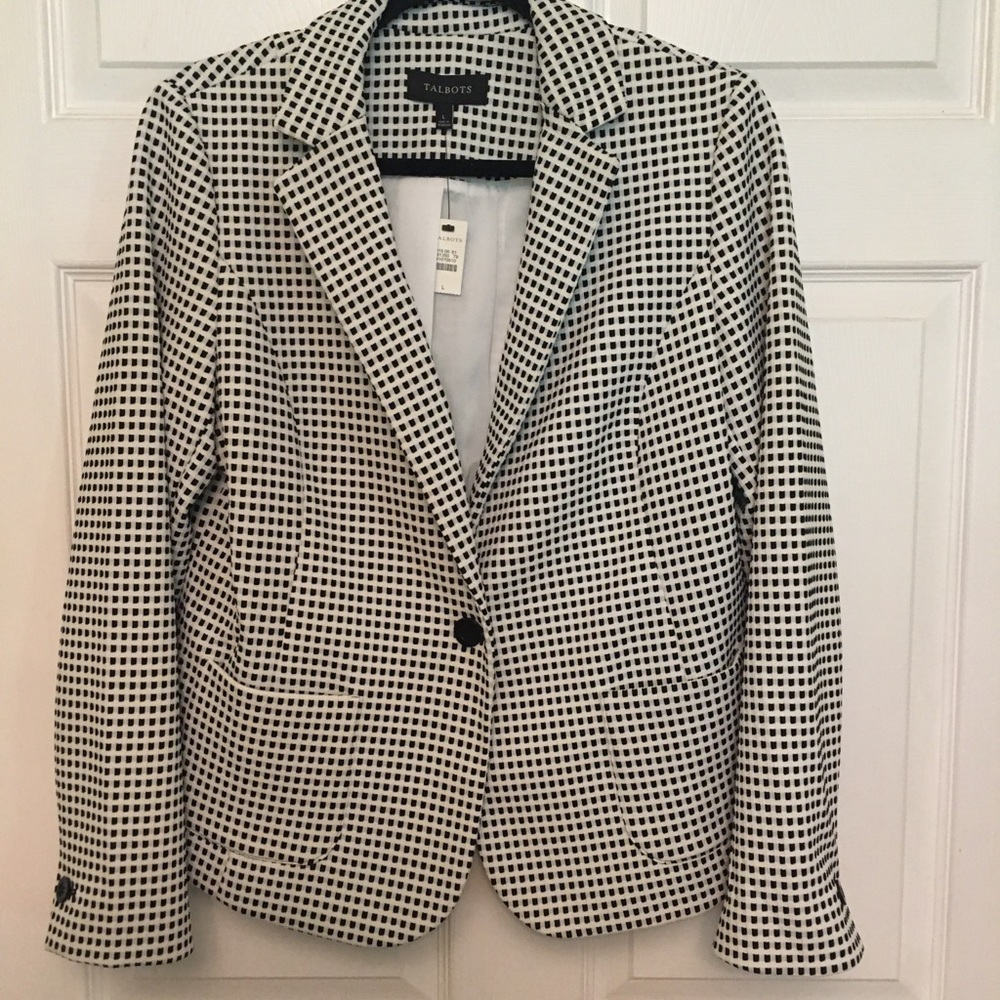 Talbots Black and white checkered jacket